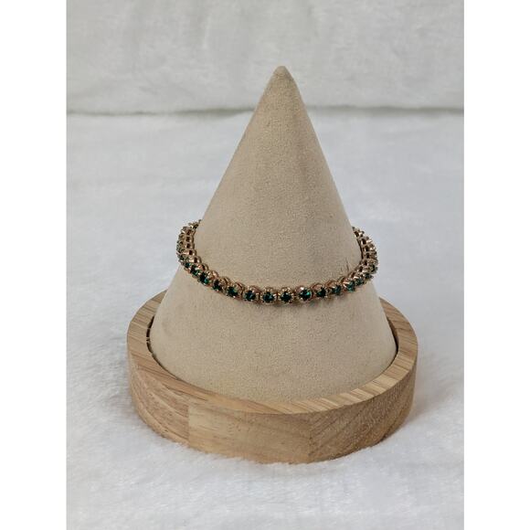 Lab Emerald Tennis Bracelet 7" UTC S925 10K Gold Vermeil China Green Stones - Picture 5 of 8